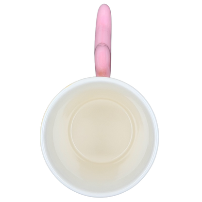 Striped Pink Piggy Mug Indra with a pink handle and white interior design