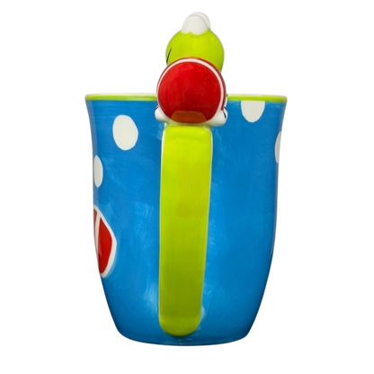 Indra vintage Caterpillar handle mug with colorful polka dots and playful design