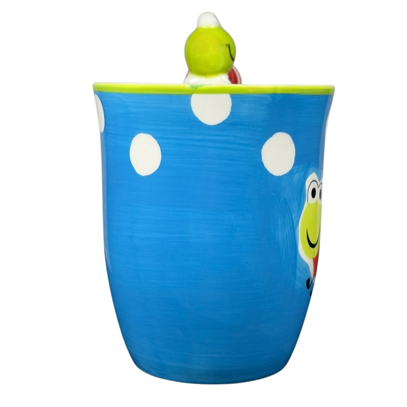 Indra vintage Caterpillar handle mug with colorful design and playful polka dots