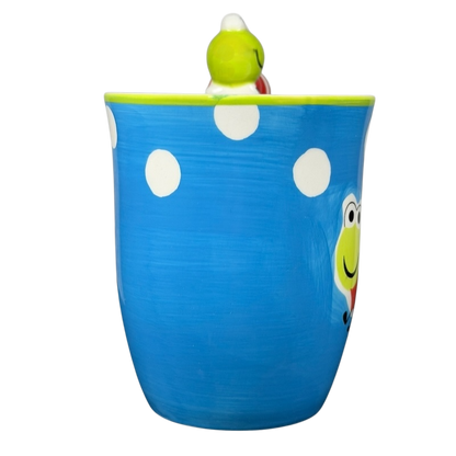 Indra vintage Caterpillar handle mug with colorful design and playful polka dots