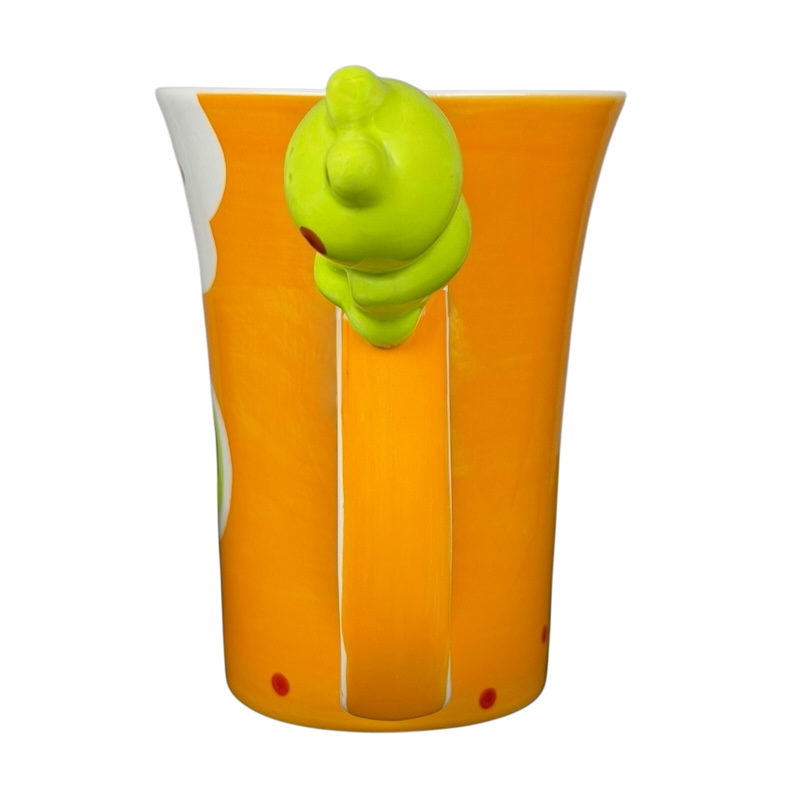 Indra vintage frog butterfly handle mug featuring a vibrant orange color and playful frog design