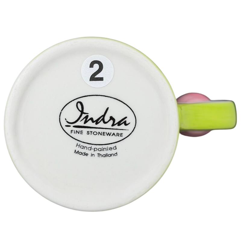 Indra vintage pig handle mug with hand-painted details for a unique tea or coffee experience