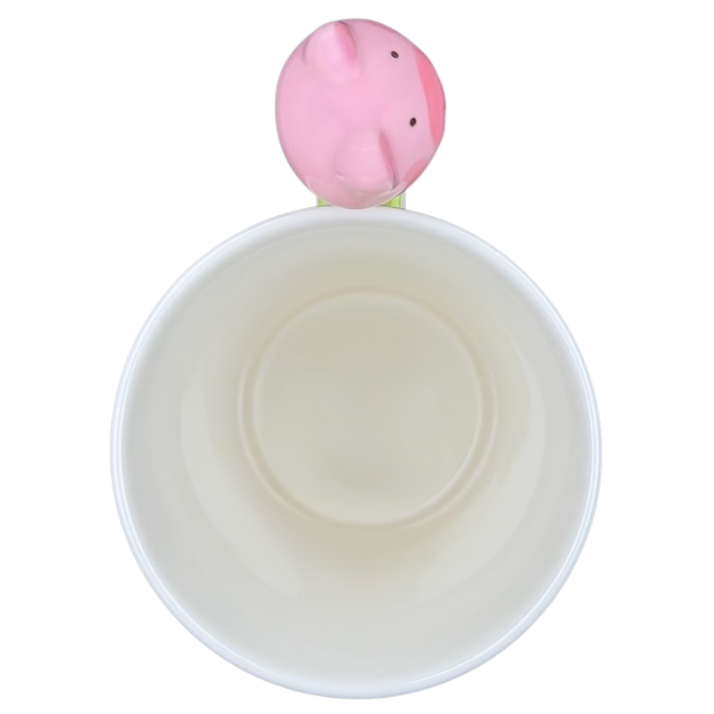 Indra vintage pig handle mug with a cute pink pig handle and a smooth interior for drinks