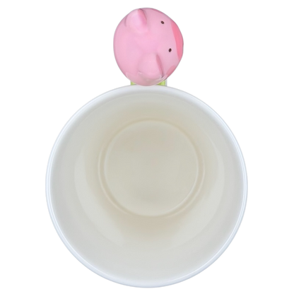 Indra vintage pig handle mug with a cute pink pig handle and a smooth interior for drinks