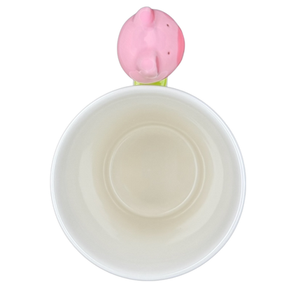 Indra vintage pig handle mug with a playful pink pig-shaped handle and smooth interior