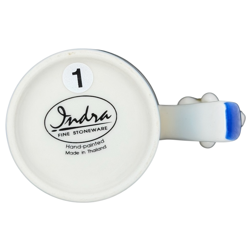 Indra vintage puppies butterflies handle mug featuring a hand-painted design and durable ceramic material