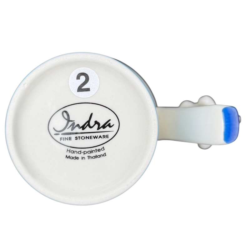 Indra vintage puppies butterflies handle mug with a decorative hand-painted design on a ceramic finish