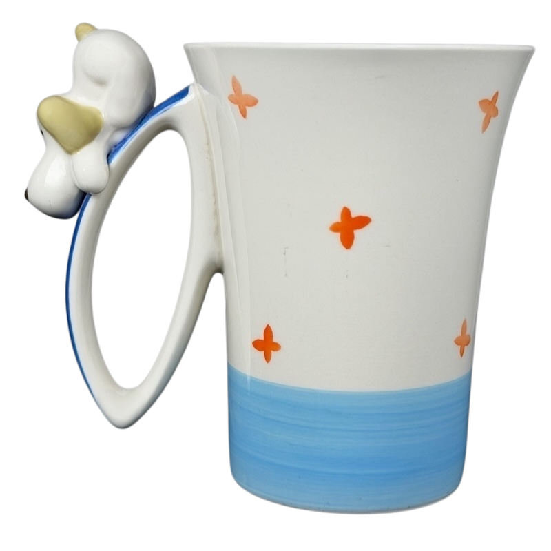Indra vintage puppies butterflies handle mug with unique design and colorful accents