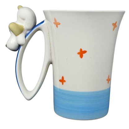 Indra vintage puppies butterflies handle mug with unique design and colorful accents