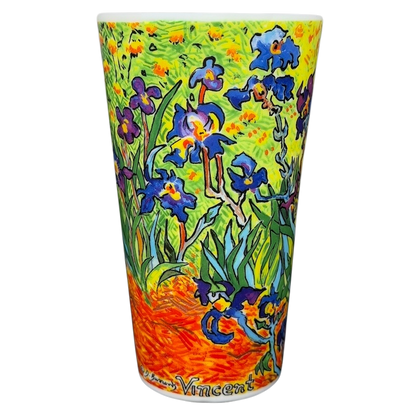 Chaleur Irises Vincent Van Gogh Mug featuring vibrant iris floral artwork in bold colors