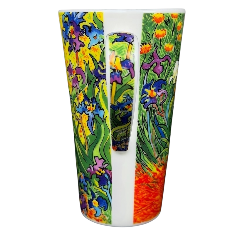 Chaleur Irises Vincent Van Gogh Mug featuring vibrant floral artwork inspired by Van Gogh
