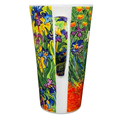 Chaleur Irises Vincent Van Gogh Mug featuring vibrant floral artwork inspired by Van Gogh