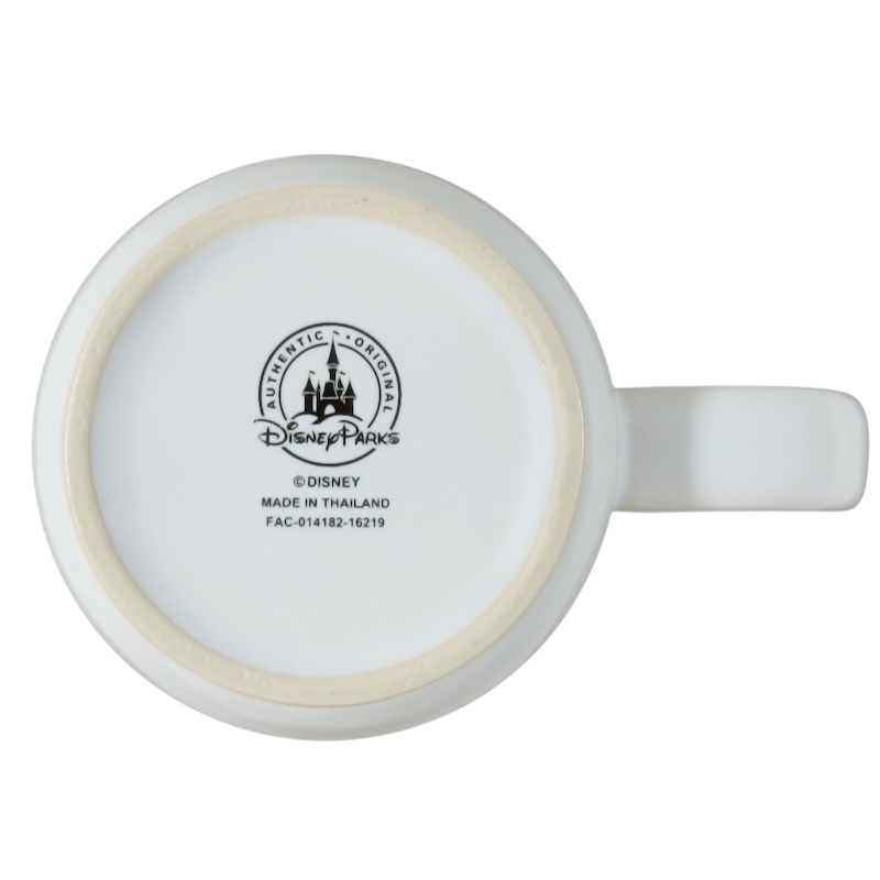 Bottom view of a Jerrod Maruyama Disney mug featuring a classic design and authentic Disney logo