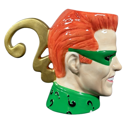 Jim Carrey Riddler vintage 3D mug featuring detailed face and question mark handle from DC Comics