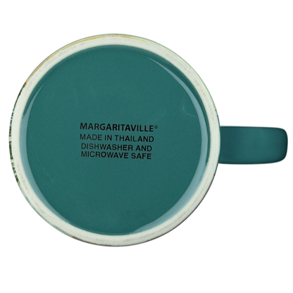 Bottom view of Jimmy Buffett Margaritaville Livin' For The Weekend mug showing dishwasher and microwave safe markings