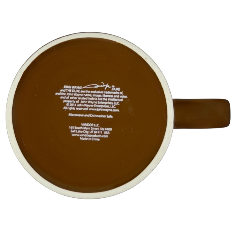 A Man's Got To Have A Code John Wayne vintage brown mug with classic design and logo on bottom