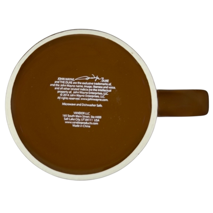 A Man's Got To Have A Code John Wayne vintage brown mug with classic design and logo on bottom