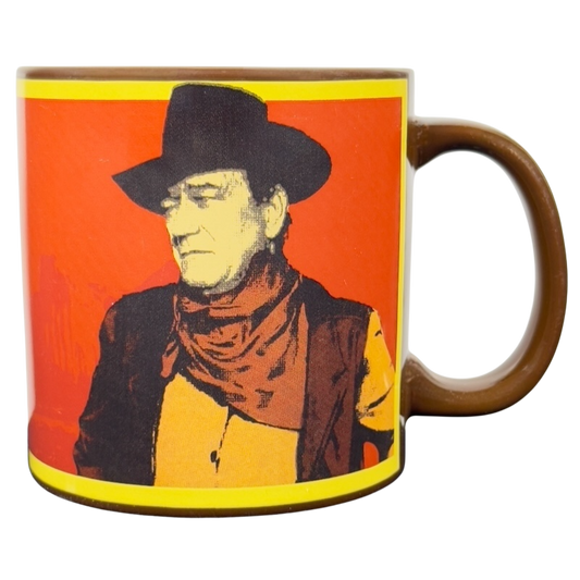 A Man's Got To Have A Code John Wayne vintage brown mug featuring classic cowboy design