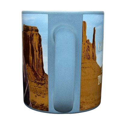 John Wayne Code Creed Blue Collectible Mug featuring iconic Western imagery for fans and collectors