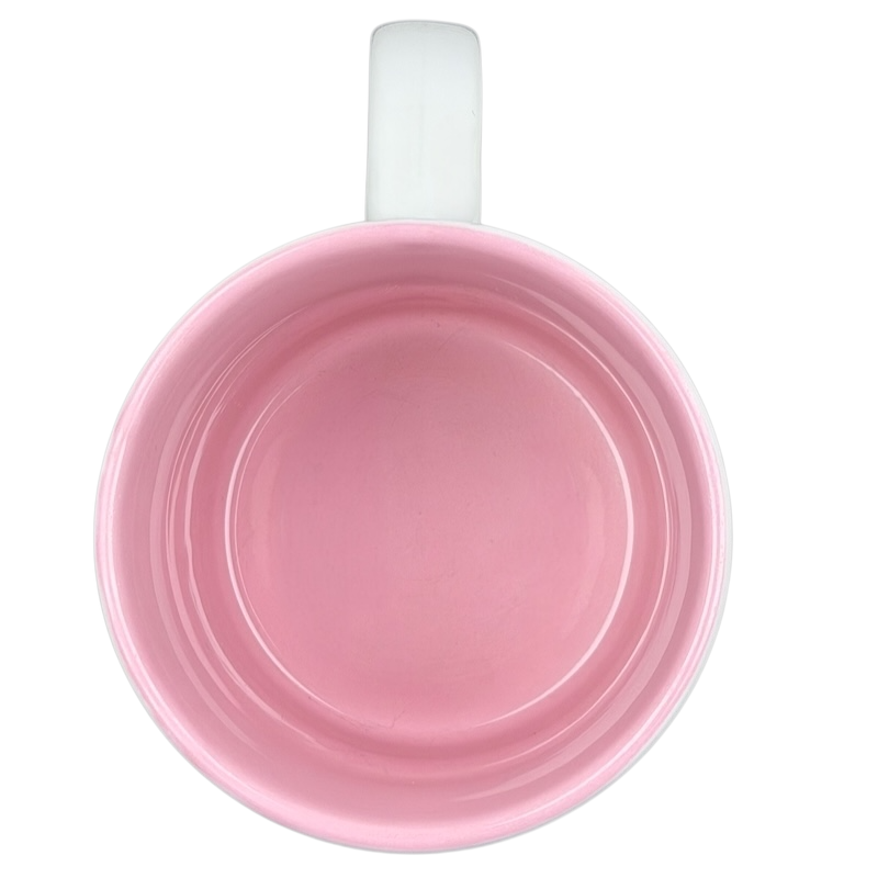 Inside view of a pink mug designed for JUDY name poetry mug, showcasing a smooth finish