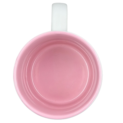 Inside view of a pink mug designed for JUDY name poetry mug, showcasing a smooth finish