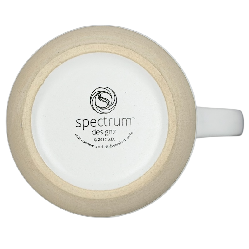 Bottom view of Just Chillin Yellow Labrador Mug Spectrum Designz showing brand logo and dishwasher safe label