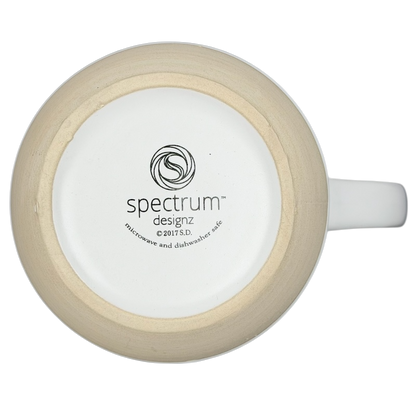 Bottom view of Just Chillin Yellow Labrador Mug Spectrum Designz showing brand logo and dishwasher safe label
