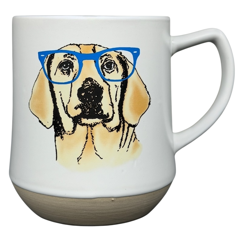 Just Chillin Yellow Labrador Mug Spectrum Designz featuring a playful dog with glasses