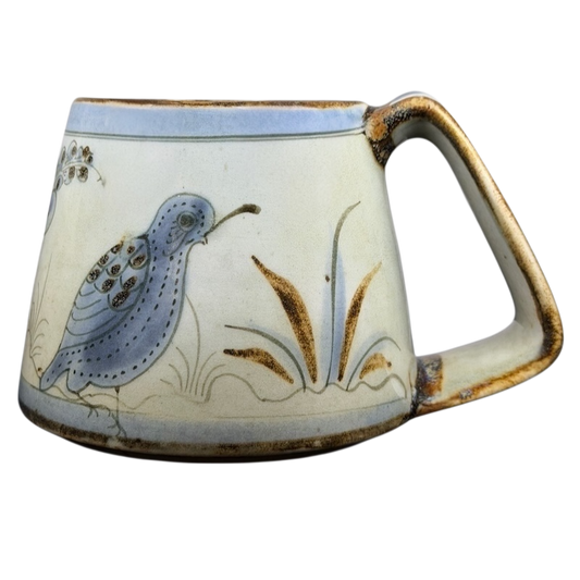 Ken Edwards Mexican pottery quail mug featuring a detailed quail design with earthy colors