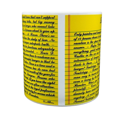 Kenneth Grooms Toscany Collection vintage lawyers mug yellow ruled notebook design with handwritten legal quotes