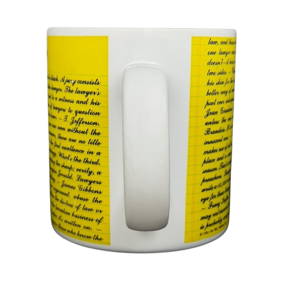 Kenneth Grooms Toscany Collection vintage lawyers mug featuring a yellow text design for legal professionals