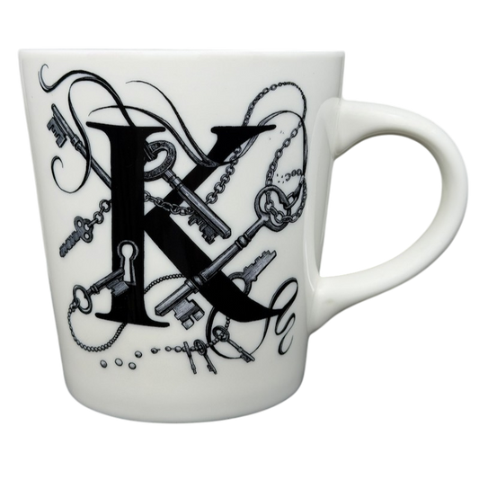 Keyhole Chaos Rory Dobner Monogram Mug Williams Sonoma with intricate key design and letter K