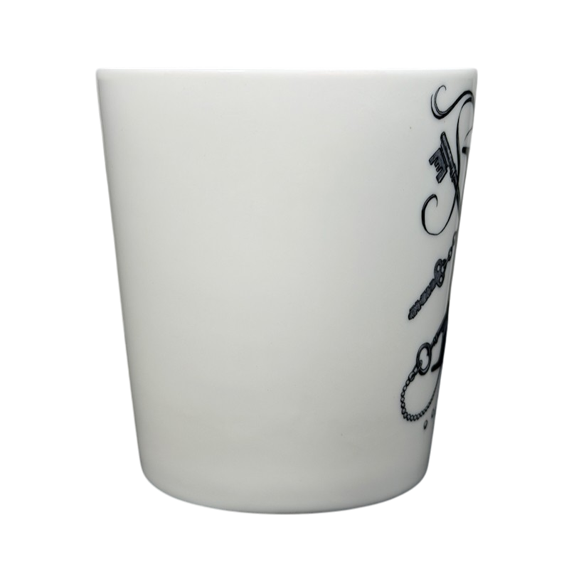 Keyhole Chaos Rory Dobner Monogram Mug Williams Sonoma featuring intricate black designs on white ceramic