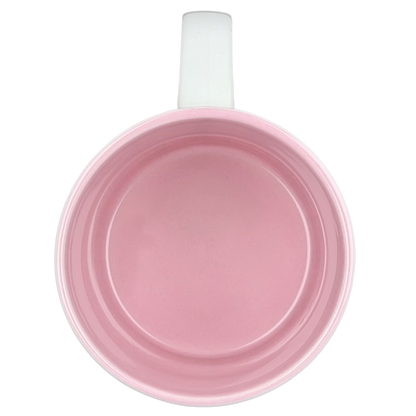 Pink Kim poetry name mug with a smooth interior, perfect for coffee or tea lovers