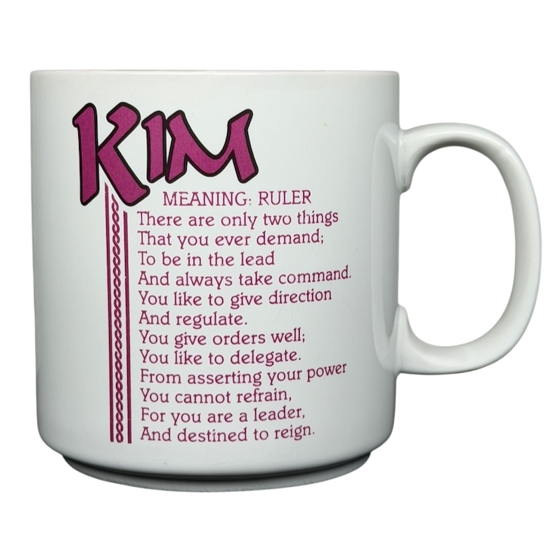 Kim poetry name mug featuring the meaning and qualities of the name Kim for unique gifting