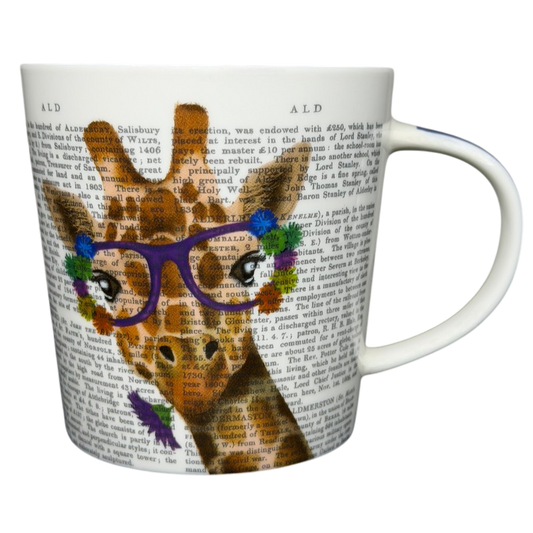 Lady Abigail Giraffe Fab Funky Mug PPD with colorful glasses and a whimsical design