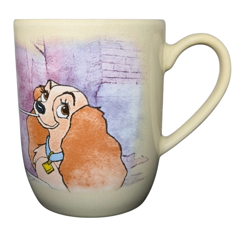 Disney Lady and the Tramp collectible mug featuring a colorful illustration of Lady the dog
