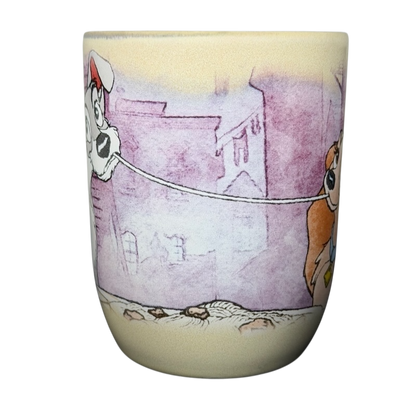 Disney Lady and the Tramp collectible mug featuring Tramp and Lady design on a pastel background