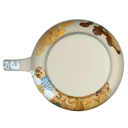 Lady and the Tramp hand-painted pottery mug featuring colorful character artwork