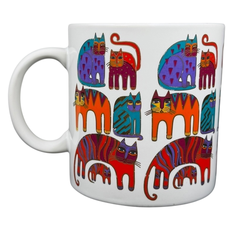 Fantastic Felines Mug Laurel Burch featuring colorful cat designs in vibrant patterns