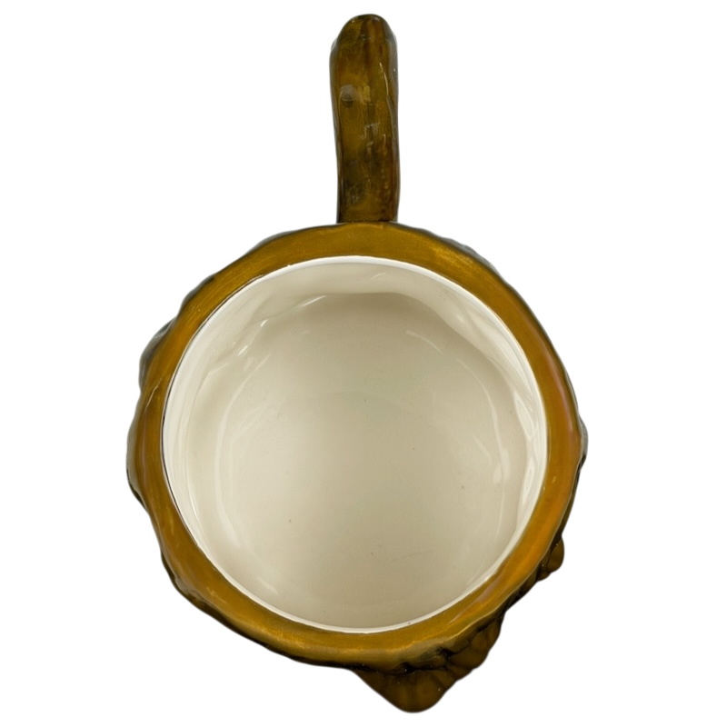 Top view of Legend Of Zelda Deku Tree Nintendo Mug Just Funky with earthy wood-like design