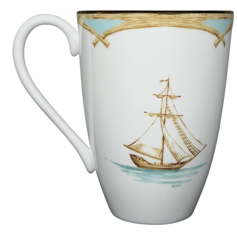 Colonial Tradewind Sailing Ship Mug Lenox with detailed ship design and elegant gold trim