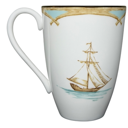 Colonial Tradewind Sailing Ship Mug Lenox with detailed ship design and elegant gold trim