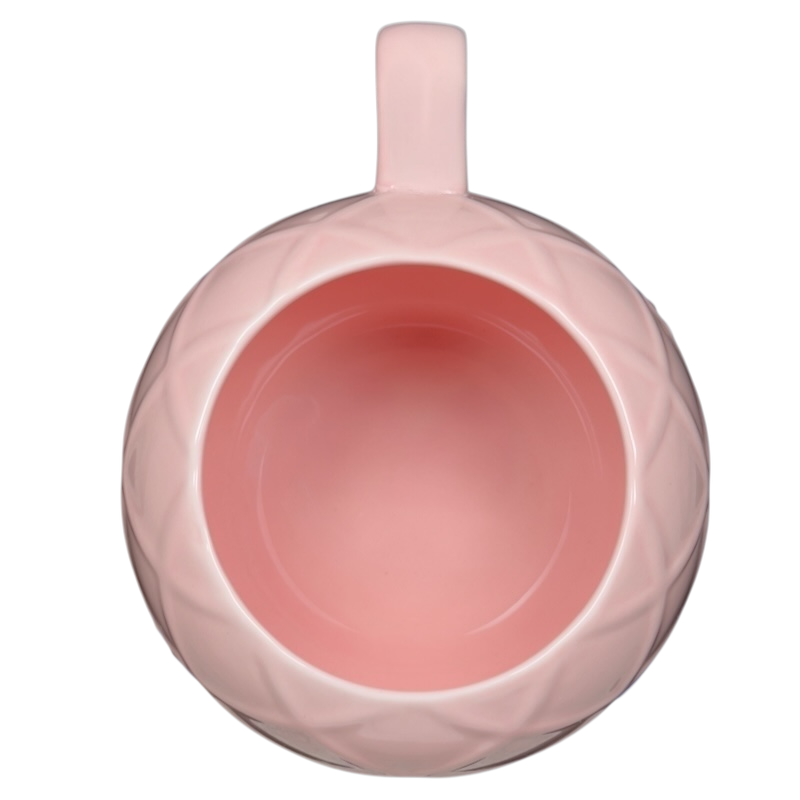 Leonard's Bakery collectible mug in pink with a textured exterior design and smooth interior finish