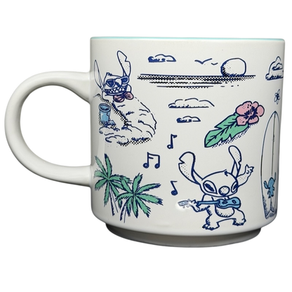 Lilo and Stitch Hawaii Sketch Art Mug Disney featuring playful sketches of Stitch and tropical elements