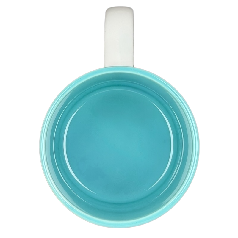 Inside view of a turquoise Lilo and Stitch Hawaii Sketch Art Mug Disney with a glossy finish