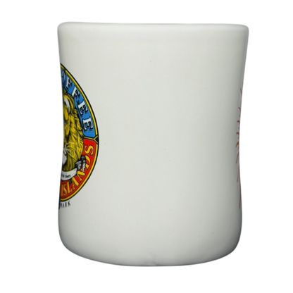 Lion Coffee vintage Mug featuring colorful lion logo and classic round design