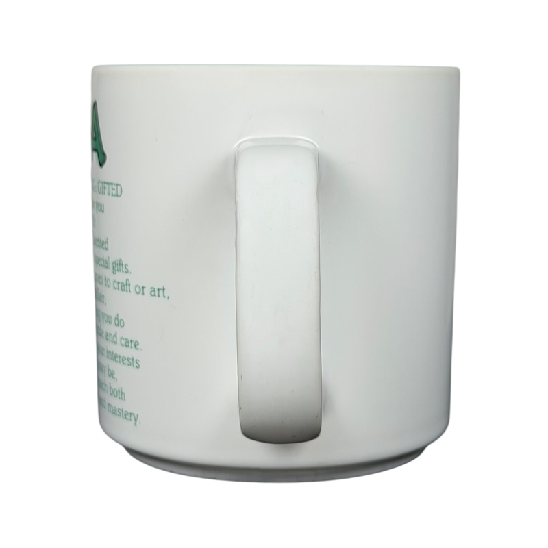 LISA poetry vintage mug Papel with green interior and thoughtful quotes on the exterior