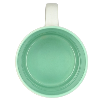 Top view of LISA poetry vintage mug Papel with green interior showcasing smooth finish