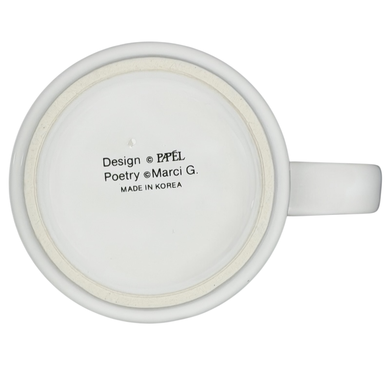 Bottom view of LORI Poetry Name Mug Papel showcasing design details and made in Korea label